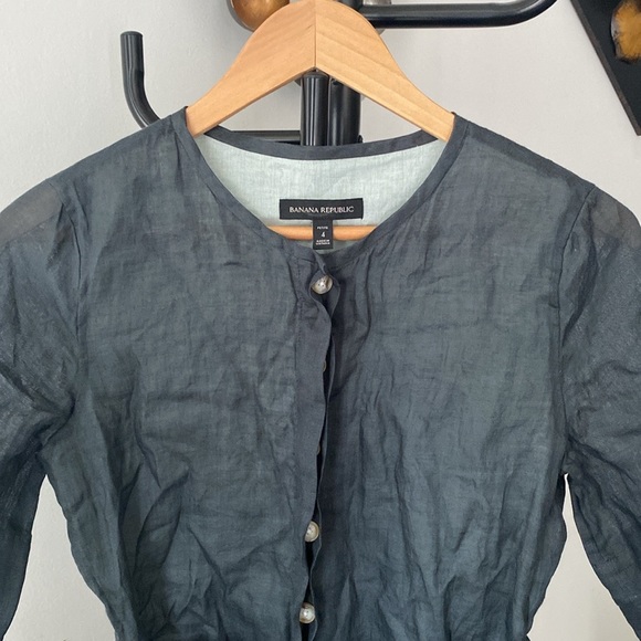 Host Pick 💙 Banana Republic Women’s Ramie romper green slate size 4 Petite - Picture 6 of 9